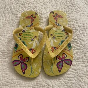 Womens Havaianas Yello Butterfly flip flops Sandals Beach Yellow Size 6